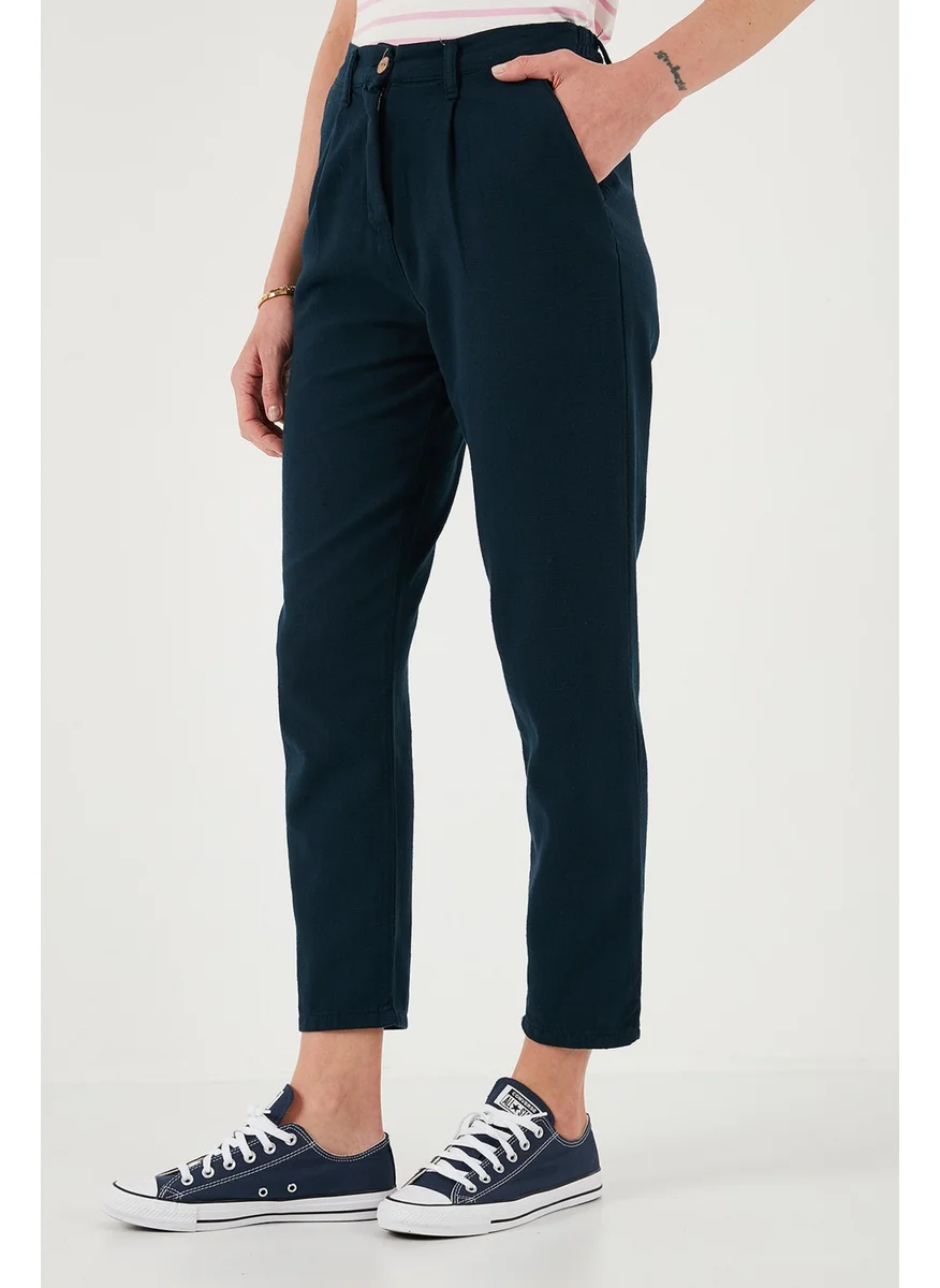 ليلا Cotton Slim Fit Normal Waist Straight Leg Trousers Women's Pants 668Y5121