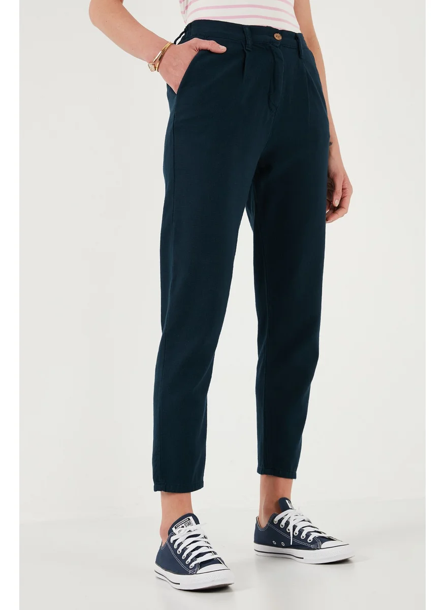 ليلا Cotton Slim Fit Normal Waist Straight Leg Trousers Women's Pants 668Y5121