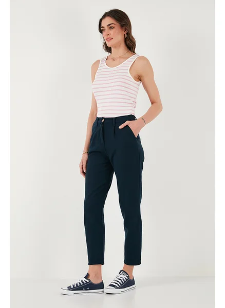 ليلا Cotton Slim Fit Normal Waist Straight Leg Trousers Women's Pants 668Y5121