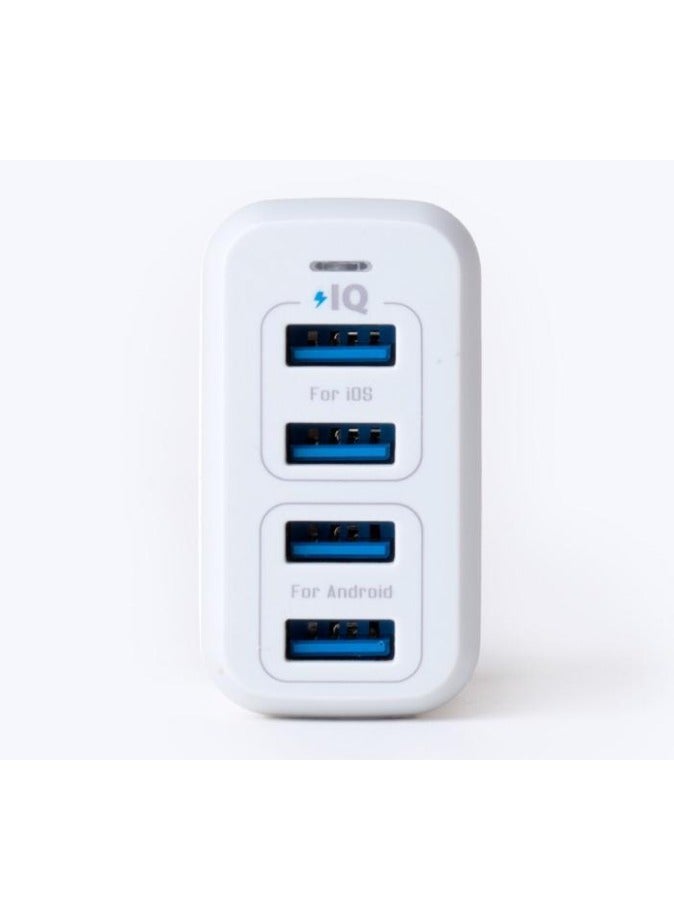 ADMOS Portable 4 Port USB Wall Charger White