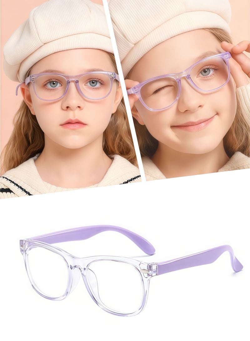 kids Blue Light Blocking Glasses For Girls And Boys Computer Blue Light Blocking Glasses For Age 3-11 (Purple) - Image 1