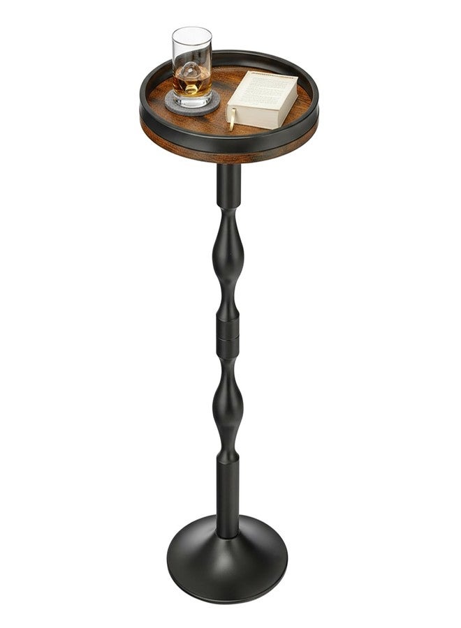 ZEXVIDA Small Round Drink Table,Pedestal Tables,Small Round Side Table for Narrow Spaces,End Table for Living Room, Bedroom, Bathroom,Balcony (Black) - Image 1