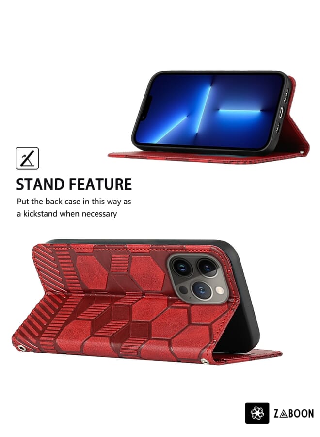 Zaboon Protective Case For iPhone 14 Pro Max Football Texture Magnetic Leather Flip - Image 2