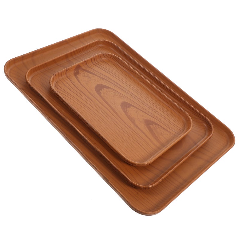 3pcs Imitation Wood Grain Storage Plates Food Plate Food Serving Plate Food Dishes - Image 1