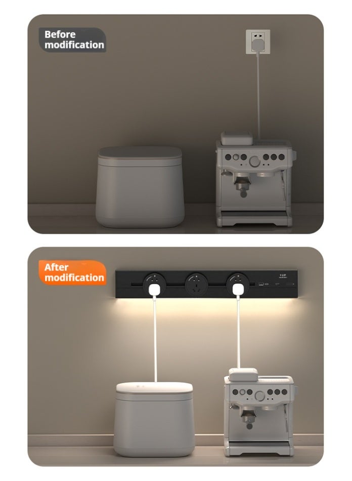 P8 Surface-mounted replaceable track socket（LED sensor strip）·60cm track·White + multi-function adapters x 3 + USB adapter x 1 - Image 3