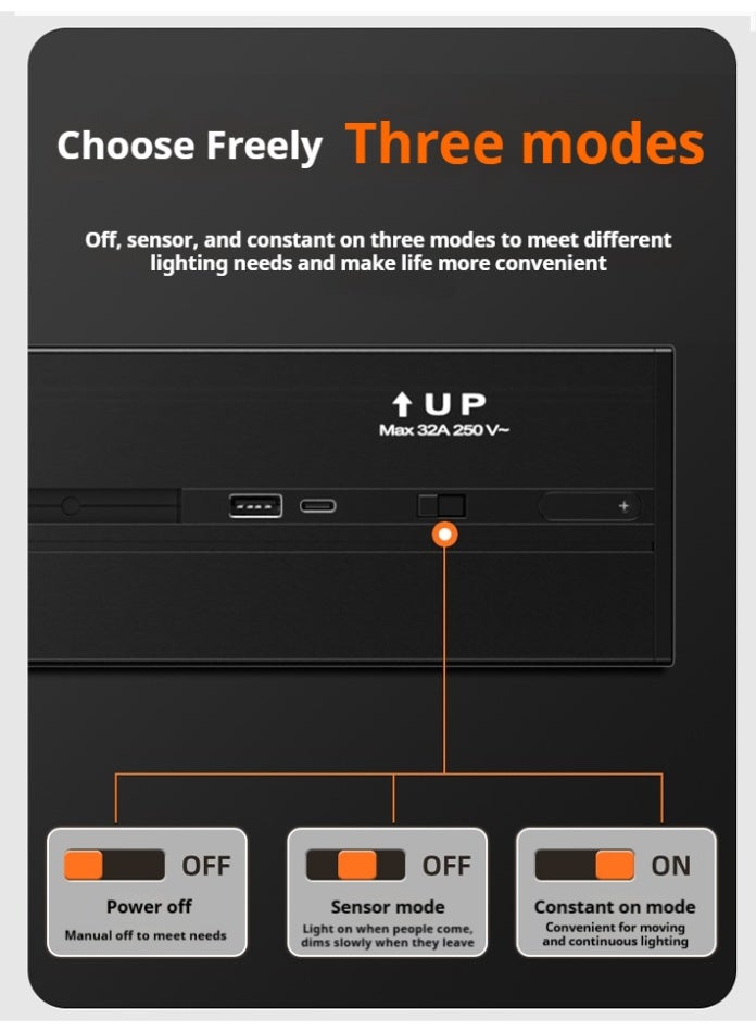 P8 Surface-mounted replaceable track socket（LED sensor strip）·60cm track·White + multi-function adapters x 3 + USB adapter x 1 - Image 5