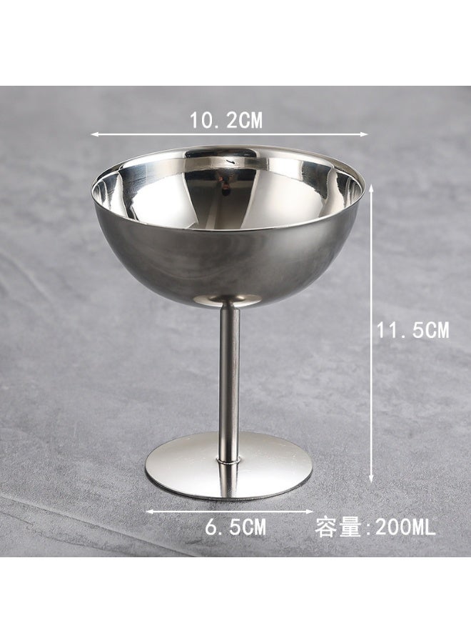 AuliceVerse 2-Piece 304 Stainless Steel Dessert Cup Set - 200ML Footed Cup + 180ML Pedestal Bowl, Anti-Bacterial & Shatterproof Serving Cups for Yogurt/Ice Cream - Image 4