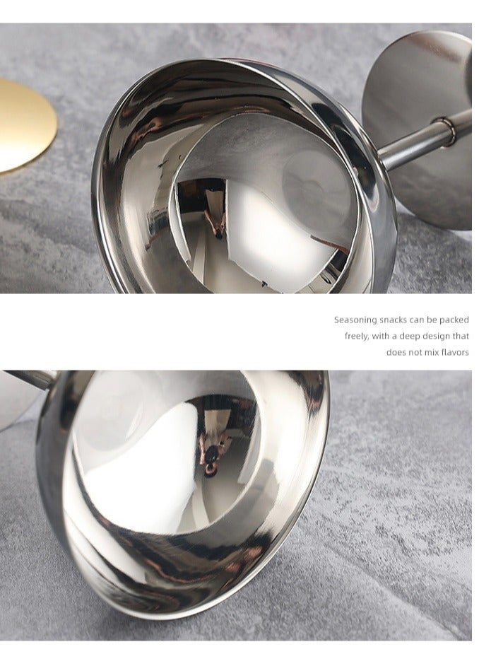 AuliceVerse 2-Piece 304 Stainless Steel Dessert Cup Set - 200ML Footed Cup + 180ML Pedestal Bowl, Anti-Bacterial & Shatterproof Serving Cups for Yogurt/Ice Cream - Image 5
