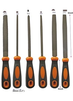 Dumdaar DUMDAAR 6Inch MultiFunction Metal Engineer File Carbon Steel 6Pc TriangularSquareRoundHalfRoundFlat and Half Round Rasp Files Hand Tool Set with Gloves  - Image 3