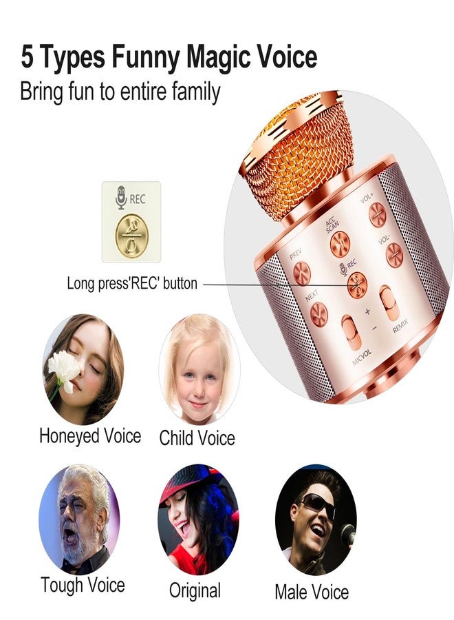 FINYIORE Microphone for Kids Voice Change Karaoke Microphone Kids Girl Gifts Handheld Wireless Bluetooth Microphone Home Party Favor Mic Microphones Kids Christmas Birthday Gifts - Image 3