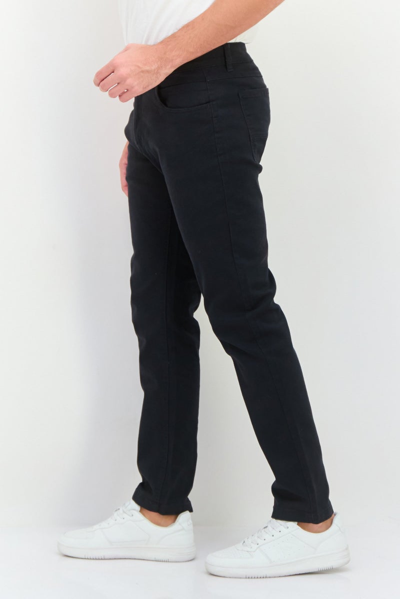 CROSSHATCH Men Regular Fit Plain Chino Pants, Black - Image 4