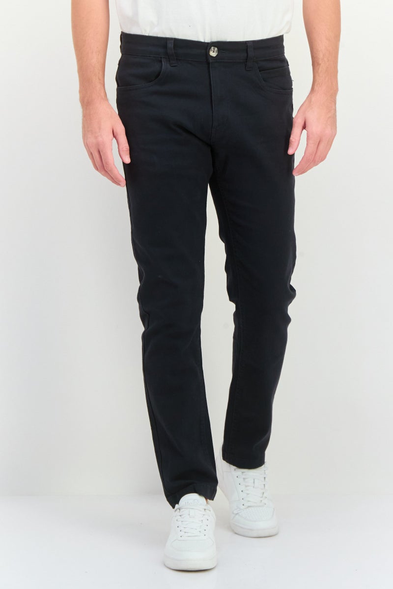 CROSSHATCH Men Regular Fit Plain Chino Pants, Black - Image 1