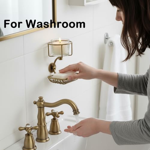 ICCTUO Bar Soap Holder Wall Mounted, Soap Container with Candle/Vase Holder, Farmhouse Elegant Rustic Bathroom Decor, Soap Dish for Shower Bathtub - Image 3