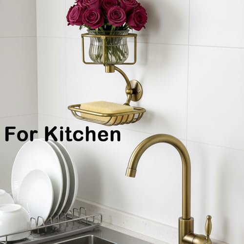 ICCTUO Bar Soap Holder Wall Mounted, Soap Container with Candle/Vase Holder, Farmhouse Elegant Rustic Bathroom Decor, Soap Dish for Shower Bathtub - Image 4