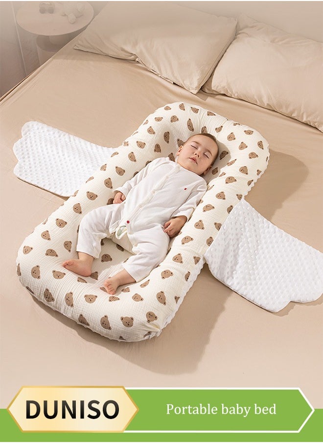 DUNISO Portable Baby Lounger, Breathable & Natural Baby Nest with Anti Reflux Pillows, Baby Bionic Bed For Bedroom, Perfect for Traveling and Napping, Gift for Newborn, Newborn Essentials  - Image 1