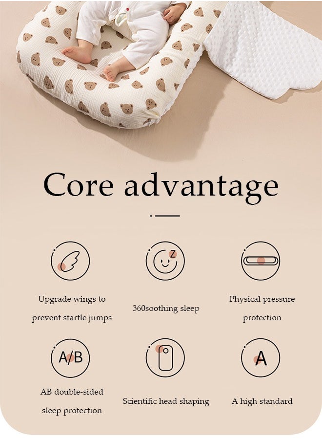 DUNISO Portable Baby Lounger, Breathable & Natural Baby Nest with Anti Reflux Pillows, Baby Bionic Bed For Bedroom, Perfect for Traveling and Napping, Gift for Newborn, Newborn Essentials  - Image 2