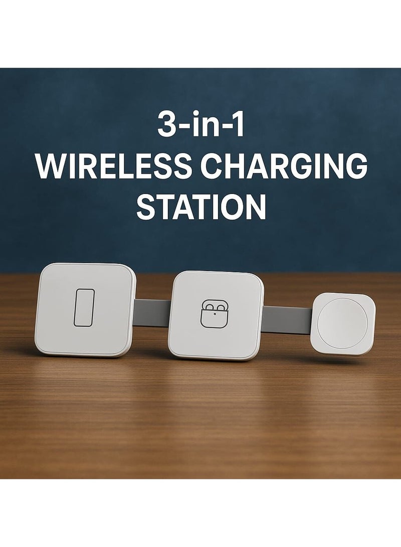 سبارتون محطة شحن لاسلكية قابلة للطي 3 في 1 من ماج سيف، قاعدة شحن سريعة Qi بقوة 15 وات، شاحن سفر مغناطيسي متعدد الاستخدامات لهواتف آيفون 16/15/14/13/12 برو ماكس، ساعة أبل ألترا/9/8/7/6/SE/5/4/3/2، سماعات إيربودز 3/2/برو، ووسادة جانبية محمولة بمنفذ USB-C - Image 3