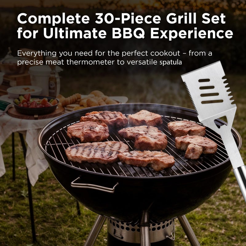 Kaluns Grilling Accessories, Dad Gifts for Fathers Day, Heavy Duty Stainless Steel Grill Set BBQ Grill Accessories for Outdoor Grill with Meat Thermometer, Case and Apron - Image 4