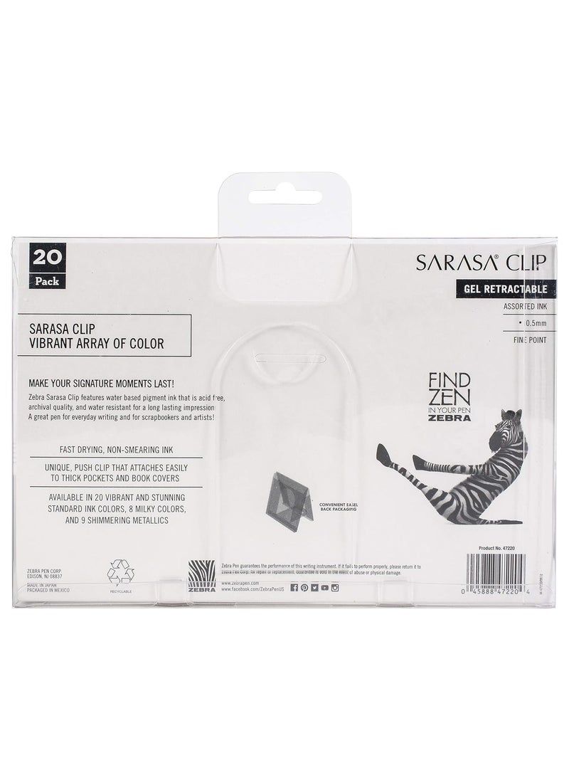 ZEBRA Sarasa Clip Gel Ink Ballpoint Pen 0.7 mm 20 Pieces Assorted Ink Color  - Image 3
