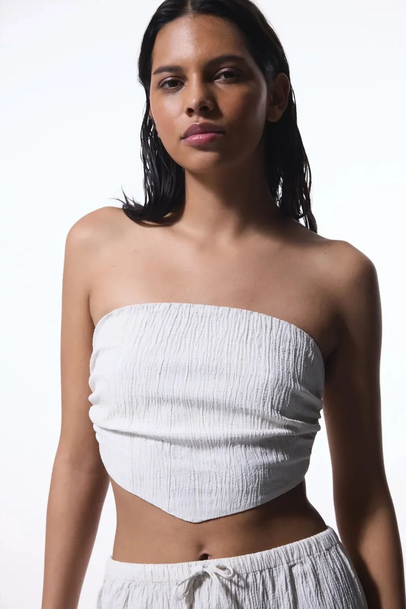 بنتي PENTI Craft Crinckle Strapless Top