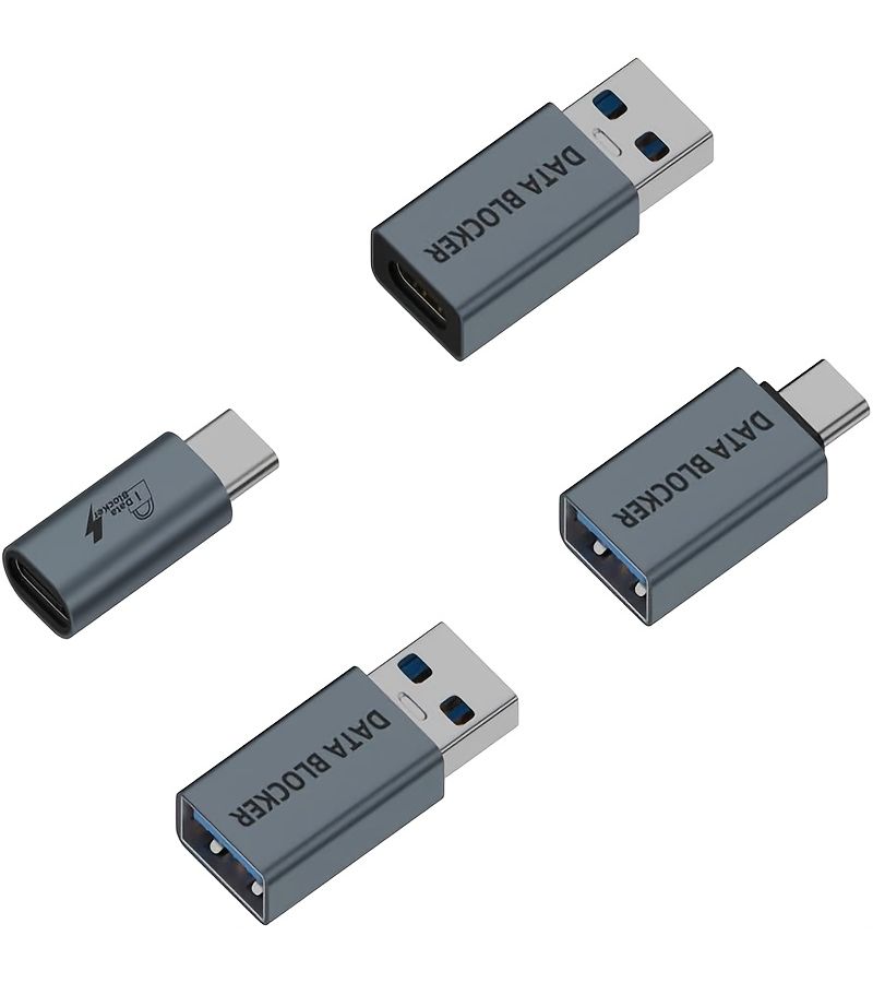 Silvery 4Pcs USB Data Shield Adapters USB to USB Female USB C Female - Image 1