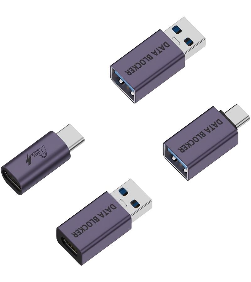Silvery 4Pcs USB Data Shield Adapters USB to USB Female USB C Female - Image 2