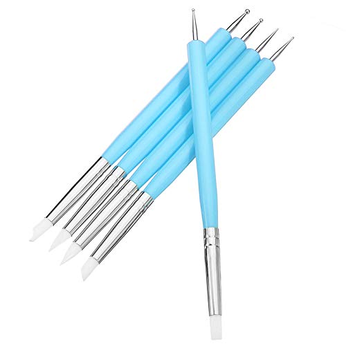 Zuoyou 5 pcsSet Soft Pottery Clay Tool Silicone  Stainless Steel Two Head Sculpting Polymer Modelling Shaper Art Tools Blue