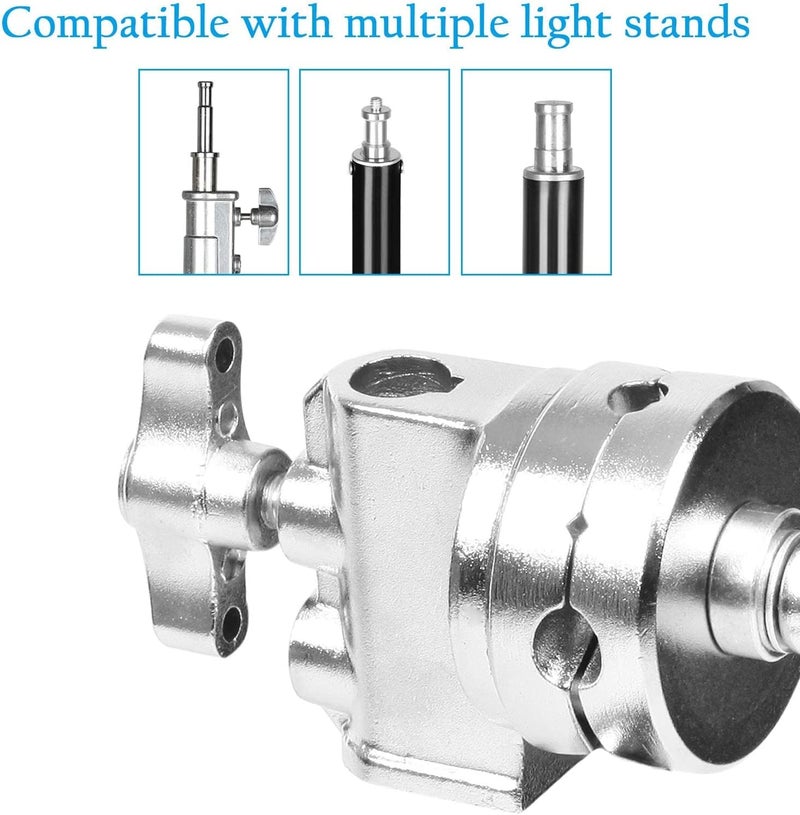 VTS 2 Piece Swivel 2.5" Light Stand Adapter, Versatile Heavy Duty Head Clamp Mount Accessory with 4, 8, 11, 16mm Mounts for Extending Boom Arm or Other Photographic Devices - Image 2