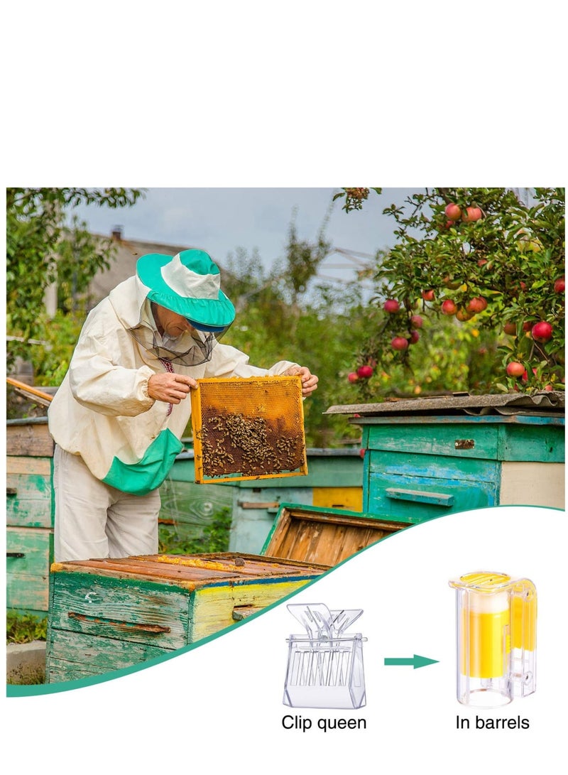 Zikra 5 Pieces Plastic Bee Queen Clips Transparent Bee Cages with Queen Bee Marking Bottle for Beekeepers Mark Tool(1 pcs Marker Bottle +5 pcs Clip) - Image 2