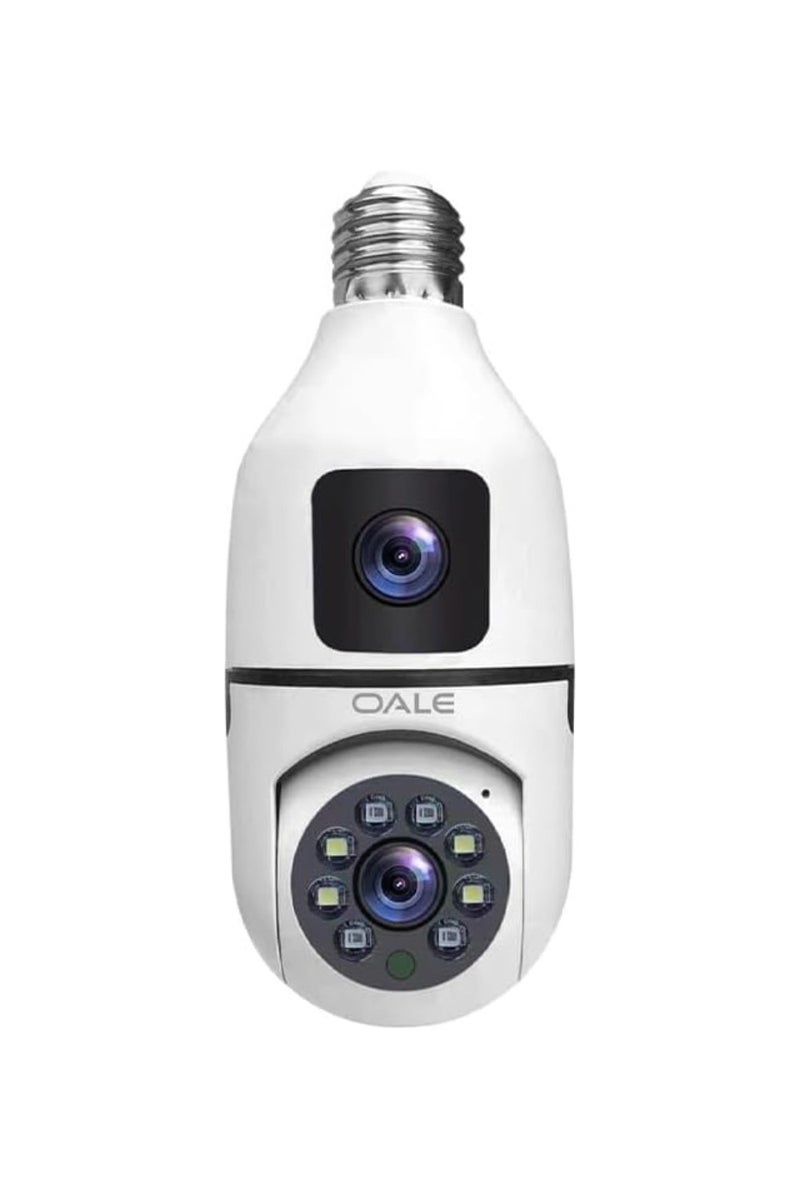 OALE iHome 02+ Smart Security Camera 2K Resolution, 360° Full View Day & Night Vision, Outdoor Security Camera For Home & Indoor WiFi IP Cameras Dual Camera BT/Wifi Dual Band Instant Alert Bulb Camera With Holder E27 Base  - Image 1
