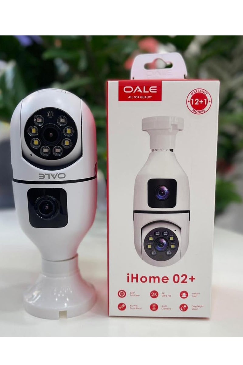 OALE iHome 02+ Smart Security Camera 2K Resolution, 360° Full View Day & Night Vision, Outdoor Security Camera For Home & Indoor WiFi IP Cameras Dual Camera BT/Wifi Dual Band Instant Alert Bulb Camera With Holder E27 Base  - Image 4