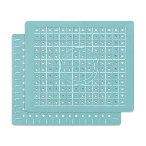 WILLKOMMEN Kitchen Sink Mat, 12" x 10" Rectangular Sink Protector Pad, Fast-Draining Grid Design Liner, Dish Drying Mat 2 Pack Mint Blue - Image 1