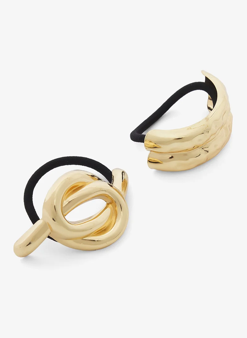 Ginger 2PK Gold Metal Hair Ties Set