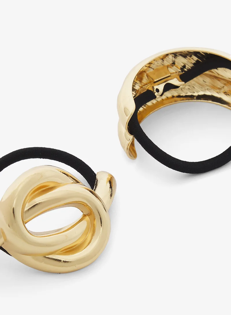 جينجر 2PK Gold Metal Hair Ties Set