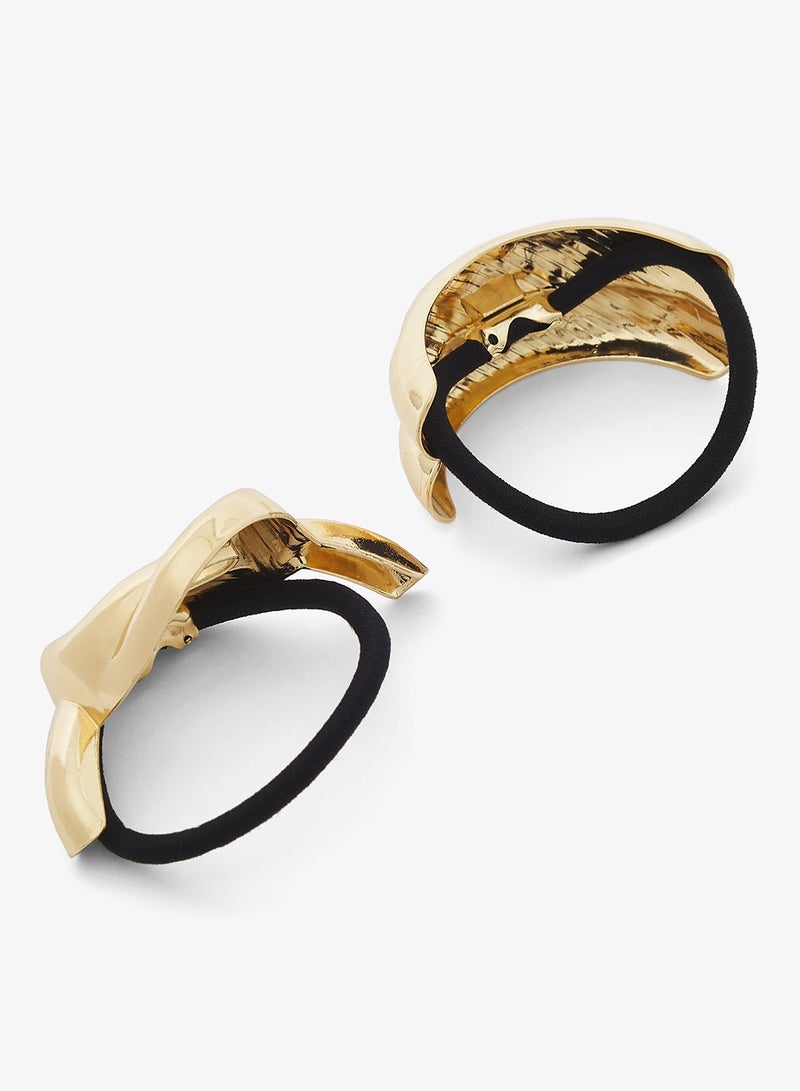 جينجر طقم ربطات شعر معدنية ذهبية قطعتين - Image 3