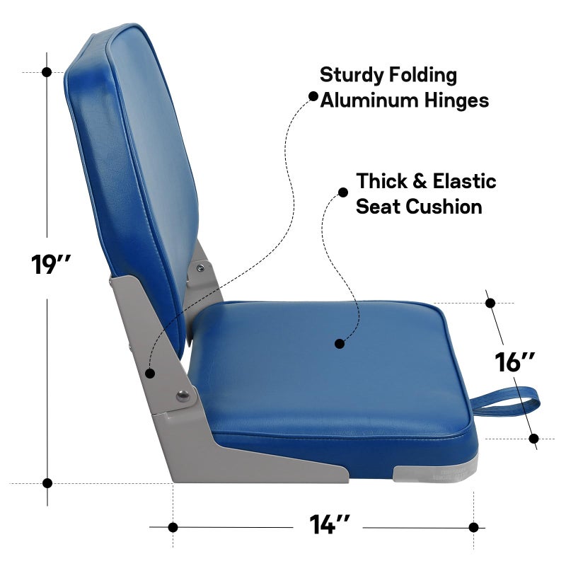 ERGOSEAT Low Back Boat Seats Fold-Down Fishing Boat Seat with Backrest Foldable Boat Chair Marine Bass Jon Boat Seats Canoe Seat, 1 Pack, Light Gray - Image 5