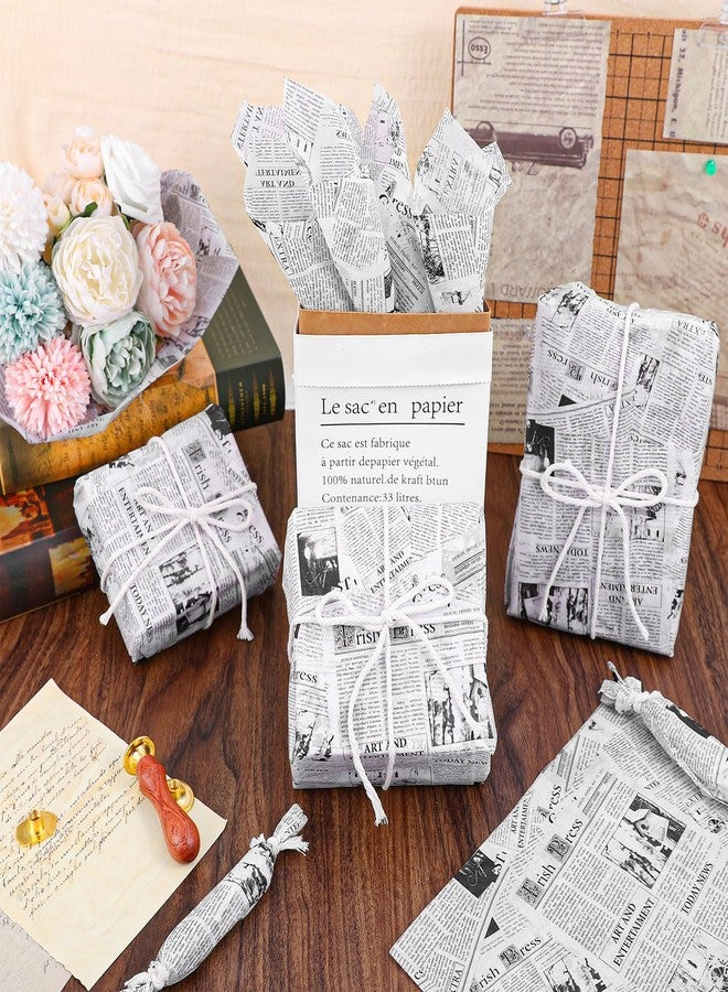 wutfuooo 200 Sheet Vintage Newspaper Tissue, Black 20x14in Old Newsprint Gift Wrap Retro Brown Craft Art Decor for Valentine's Day Wedding Birthday Party Gift Crafts - Image 5