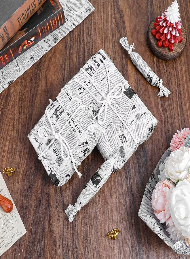 wutfuooo 200 Sheet Vintage Newspaper Tissue, Black 20x14in Old Newsprint Gift Wrap Retro Brown Craft Art Decor for Valentine's Day Wedding Birthday Party Gift Crafts - Image 4