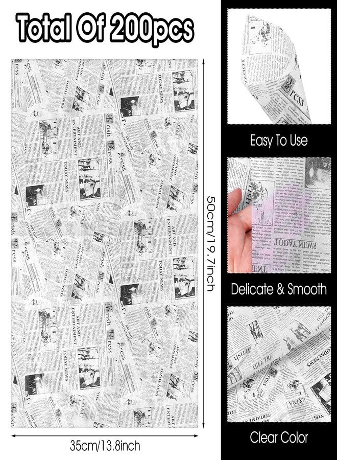 wutfuooo 200 Sheet Vintage Newspaper Tissue, Black 20x14in Old Newsprint Gift Wrap Retro Brown Craft Art Decor for Valentine's Day Wedding Birthday Party Gift Crafts - Image 2
