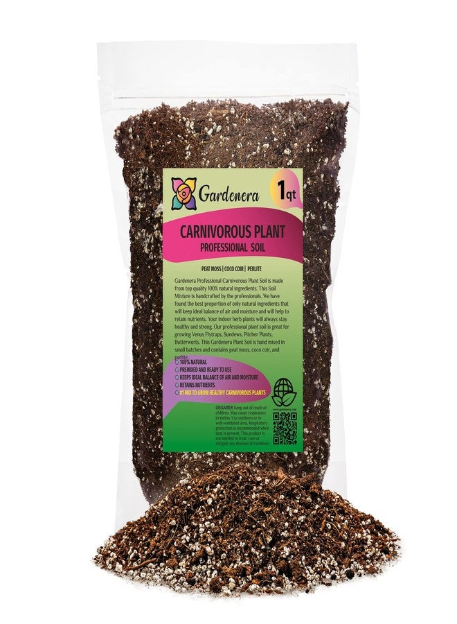 Gardenera Professional Carnivorous Plant Soil - Ready to Use for Venus Flytraps, Sundews, Pitcher Plants, Butterworts | Peat Moss, Coco Coir, Perlite - 1 Quart Bag - Image 1