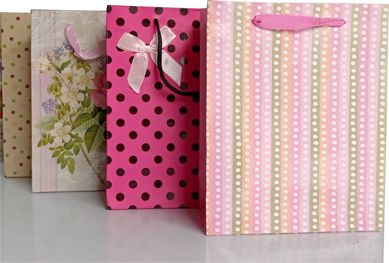 IMPRINT 10 Gift Paper Bags Medium Size 9.5 Inch Height x 3.5 Inch Width and 7.5 Inch Wide Beautiful and Thick Paper with Matching Satin Ribbon Handling Facility Multi Colour Printing Colour May Very - Image 2