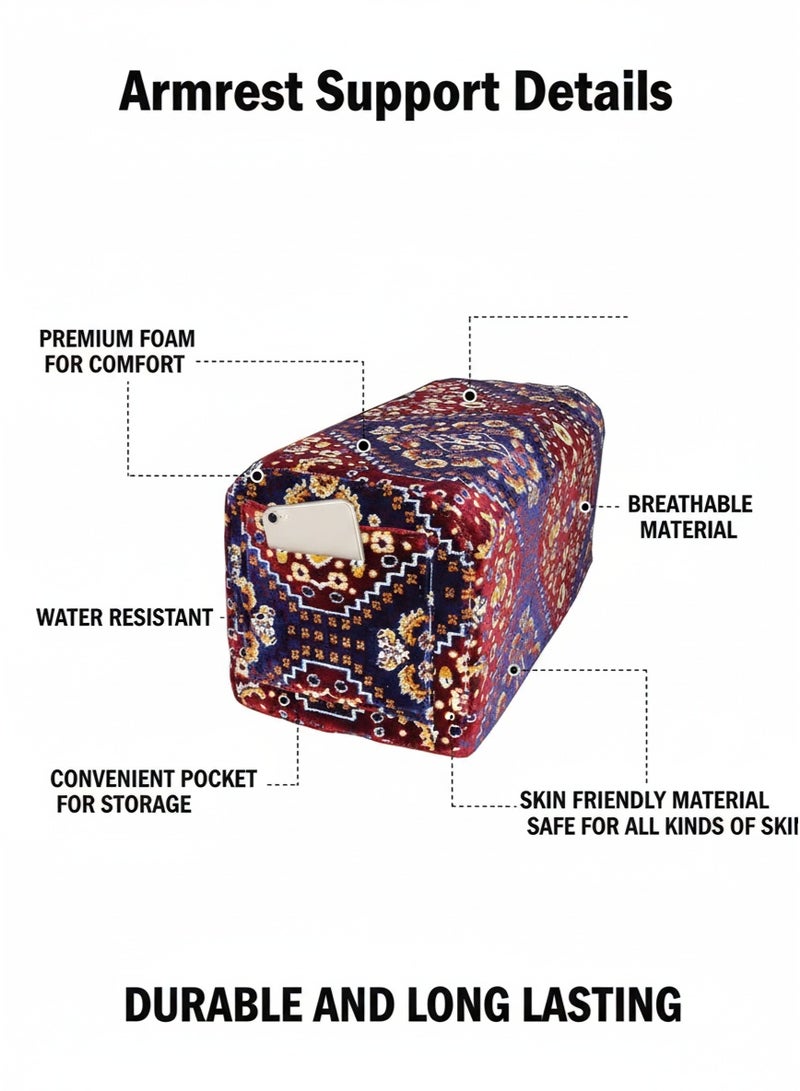 QUTOOB Armrest For Picnic And Camping, Luxurious Arm Rest Pillow, Elegant Traditional Design, Size 20x23x43 cm, Breathable Fabric, Skin-Friendly, Durable, and Comfortable - Pack of 2 - Image 3