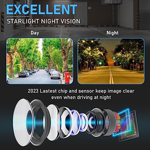 GLK Backup Camera - HD License Plate Backup Reverse Camera for 12-24V Pickup Truck Car SUV,with Night Vision, Wide Angle IP69K Waterproof, Full Metal Housing, 4pin Connector - Image 3