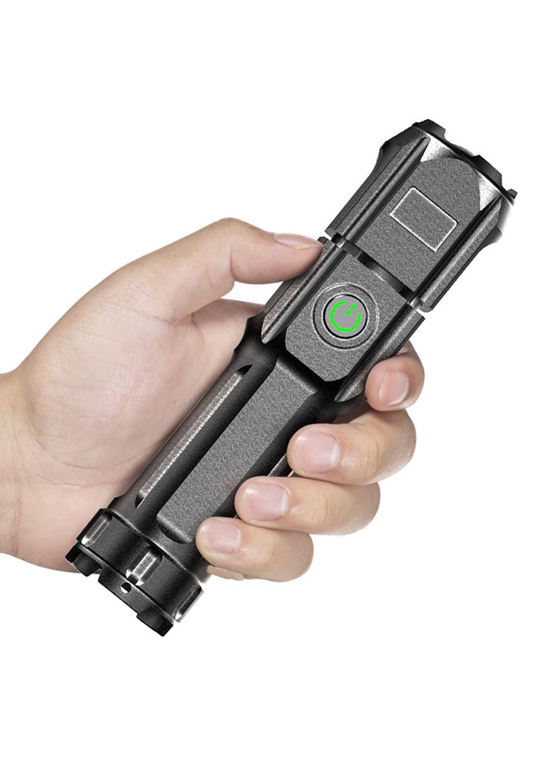 USB Rechargeable Flashlight Telescopic Zoomable Spotlight T6 Lamp Beads Long Distance 1000m Portable Floodlight Mini Handheld Flashlight for Outdoor Emergency Camping - Image 1