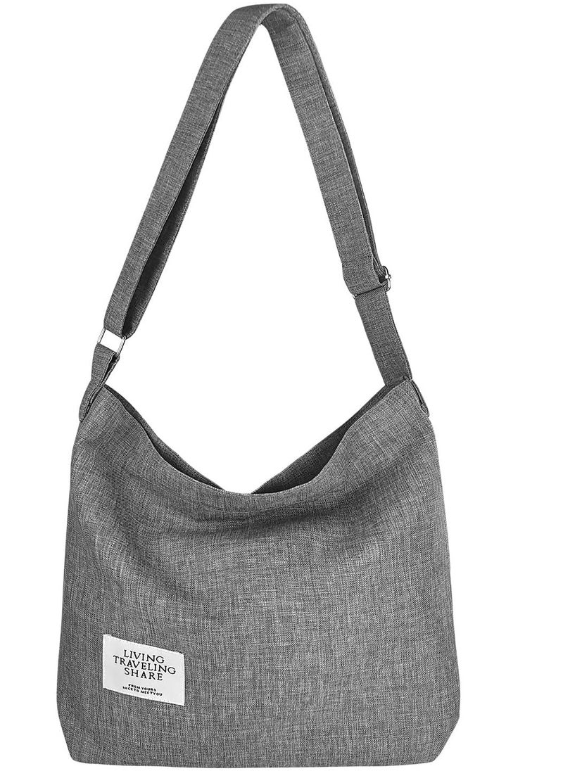 Generic - Women Canvas Hobo Shoulder Bag,Unisex Retro Canvas Handbag Crossbody Bag Beach Bag Simple Shoulder Bag Ladies Large Cotton Tote Handbag Girls Shopping Bag for Travel Daily Use - Image 1