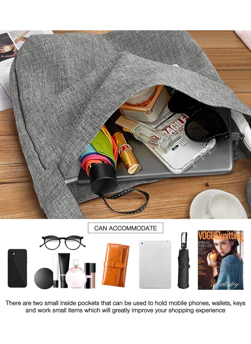 Generic - Women Canvas Hobo Shoulder Bag,Unisex Retro Canvas Handbag Crossbody Bag Beach Bag Simple Shoulder Bag Ladies Large Cotton Tote Handbag Girls Shopping Bag for Travel Daily Use - Image 1