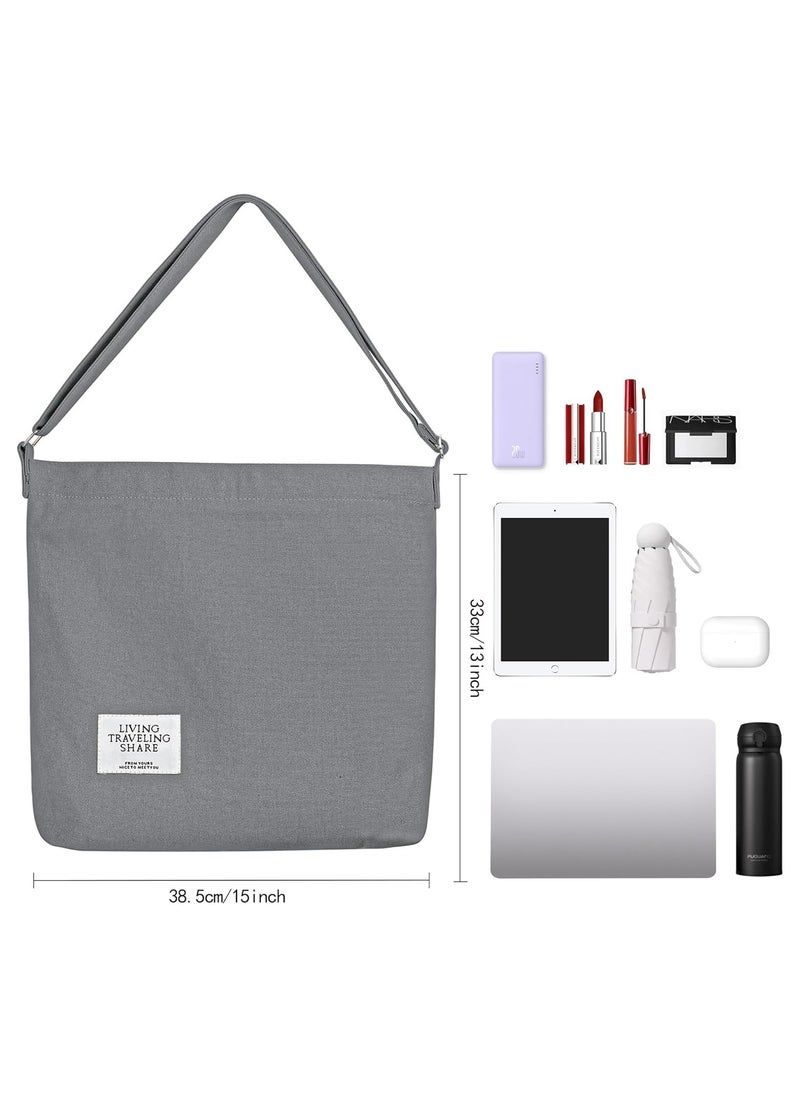 Generic - Women Canvas Hobo Shoulder Bag,Unisex Retro Canvas Handbag Crossbody Bag Beach Bag Simple Shoulder Bag Ladies Large Cotton Tote Handbag Girls Shopping Bag for Travel Daily Use - Image 1