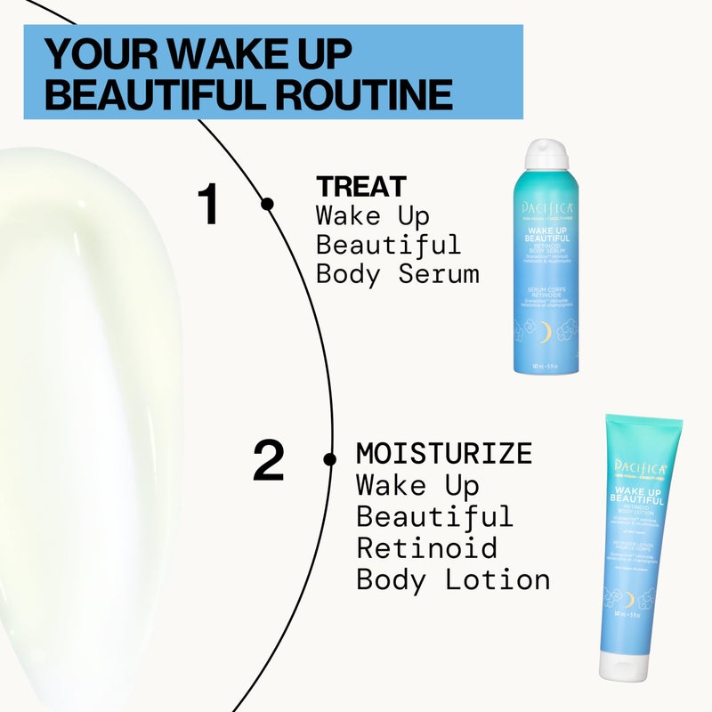 Pacifica Wake Up Beautiful Body Lotion & Serum Set of 2 â€“ Overnight Body Treatment w/Granactive Retinoid, Mushroom & Melatonin, Hydrating Moisturizer Duo for Plumper Skin, Vegan & Cruelty-Free Clean - Image 3