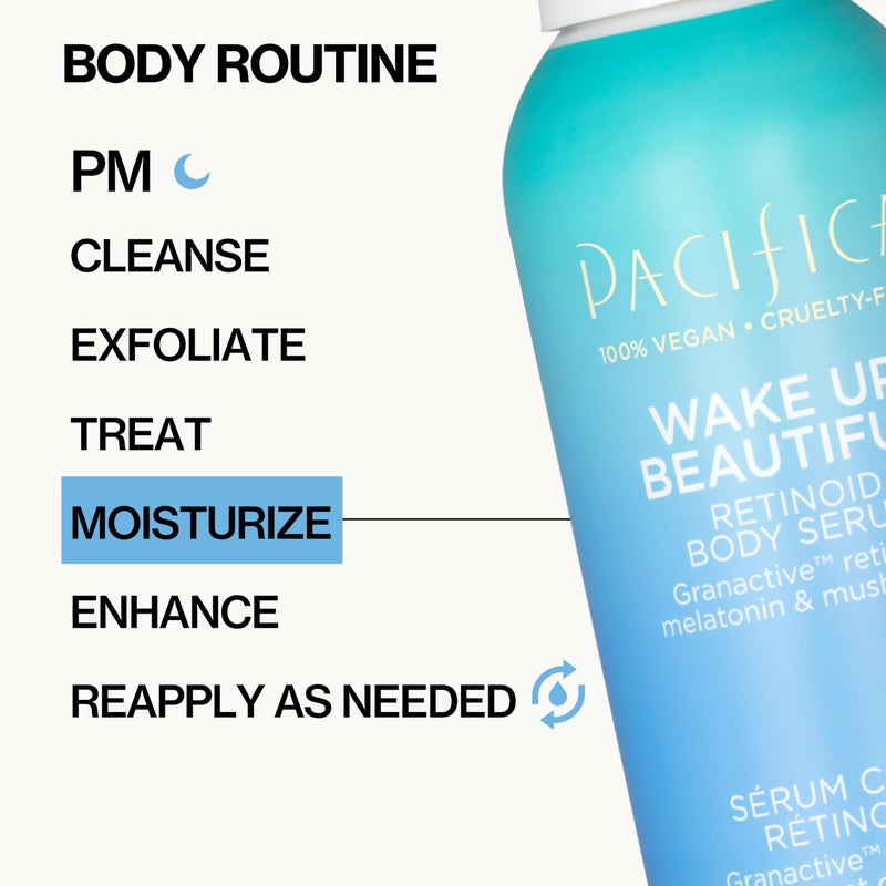 Pacifica Wake Up Beautiful Body Lotion & Serum Set of 2 â€“ Overnight Body Treatment w/Granactive Retinoid, Mushroom & Melatonin, Hydrating Moisturizer Duo for Plumper Skin, Vegan & Cruelty-Free Clean - Image 4