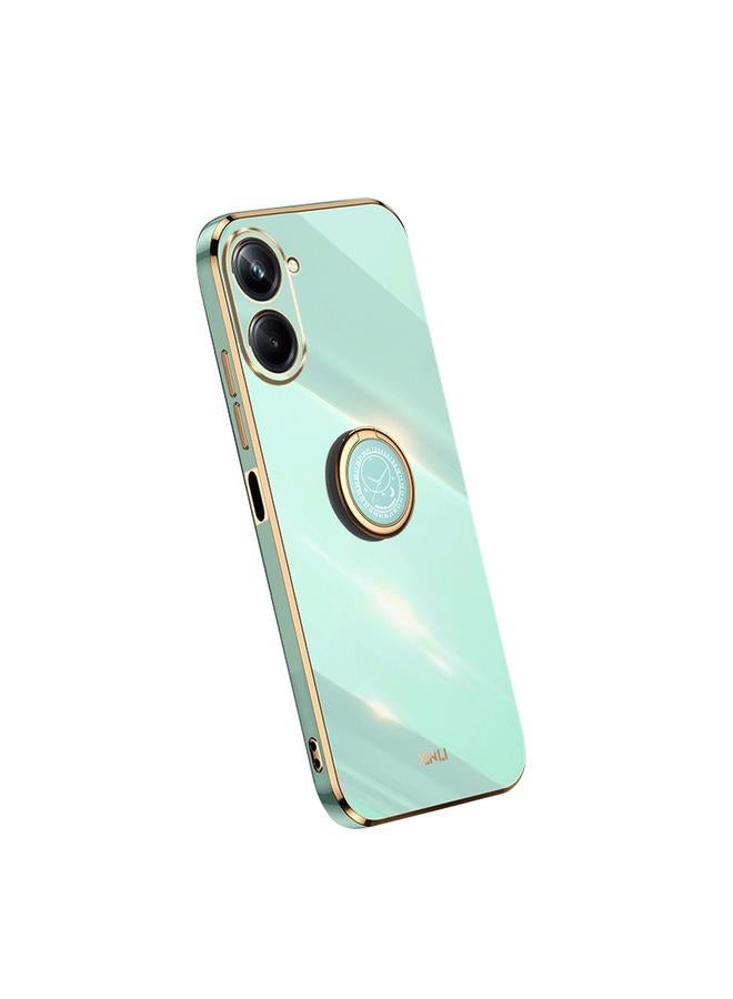 Case For Realme 10 4G Straight Edge Electroplate TPU Phone Case with Ring